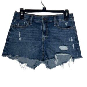 Aerie Distressed Denim Women Elastic Stretch Back Shorts Size XS